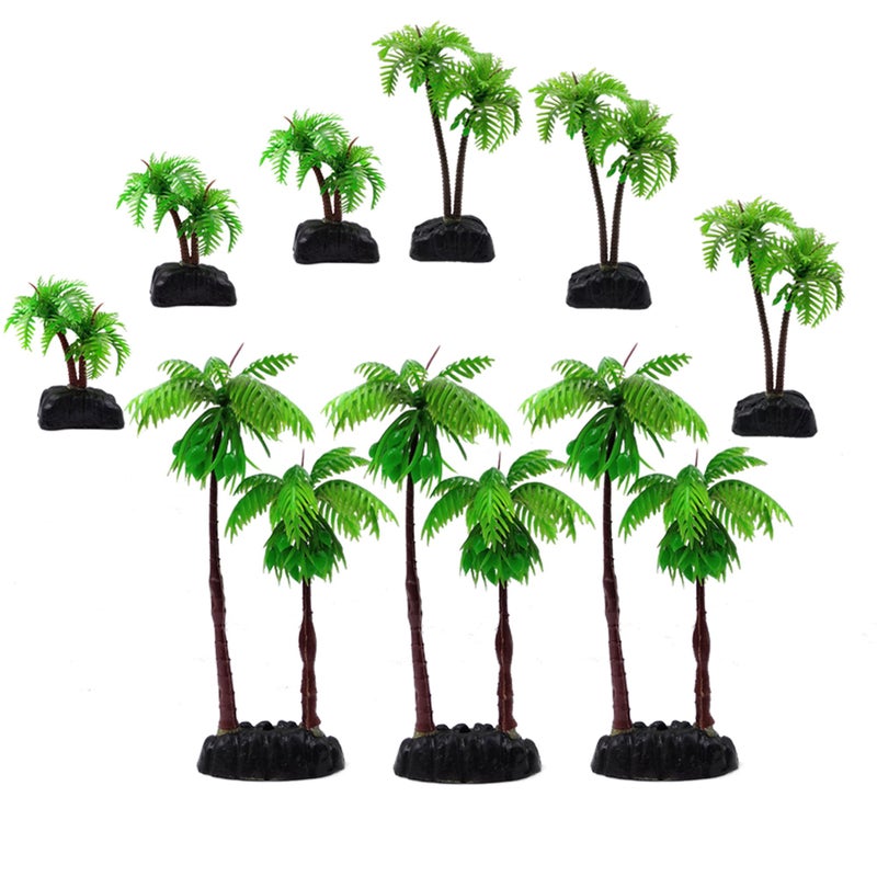 M2cbridge Plastic Coco Tree Aquarium Coconut Plants Palm Tree for Fish Tank Aquarium Decor ï¼ˆ9pcsï¼‰ - Image 1